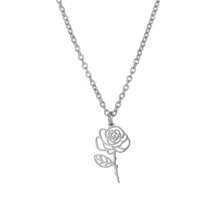 1pc Stainless Steel Birth Month Flower Necklace For Women, Snowdrop Daisy Rose Pendant Neck Chains,Fashionable Jewelry Gifts Valentines