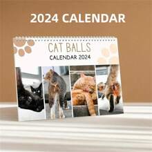[Four Cats Butt Calendar] 1 Set 2024 Funny Cat Butt/Balls Calendar, A Must-Have Gift For Cat Lovers, Suitable For Home Or Office Decoration And As A Fun Gift For Friends - Multicolor - View 1