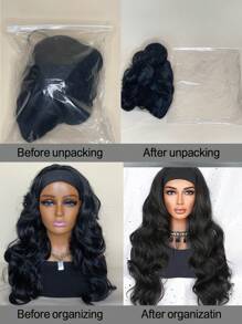 Synthetic Heat Resistant Wigs Headband Wig Long Body Wave Natural Color Wig 26 Inch For  Glueless Wig - Black - View 10