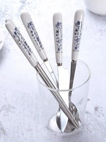 風藍白瓷器餐具套裝,高端禮盒包裝4入組藍白瓷器餐具套裝 - 青花瓷組(1筷1匙1小叉小匙) - 查看 4