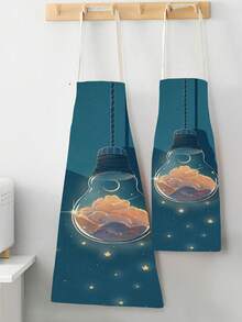 1入組亞麻質地的獨角獸鴨花球印花圍裙 - 玫瑰金 - 查看 4