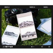 50 件風景主題電影風格記事本,祝你有美好的一天 Diy 日記裝飾材料,節日禮物 - 白色 - 查看 2