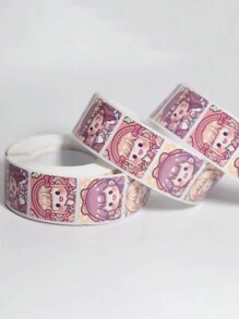 1 Roll Of Comic Girl Stickers, Children's Stickers, Cartoon Animation, Hand-Painted Children's Toys, Round Seal Stickers, Cartoon Stickers, Cute Baby Reward Stickers, Waterproof Student Notebook Stickers, Gift Packaging Decoration Stickers Back To School