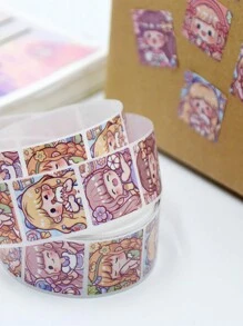 1 Roll Of Comic Girl Stickers, Children's Stickers, Cartoon Animation, Hand-Painted Children's Toys, Round Seal Stickers, Cartoon Stickers, Cute Baby Reward Stickers, Waterproof Student Notebook Stickers, Gift Packaging Decoration Stickers Back To School