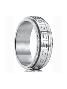 1 chiếc nhẫn thép titan màu đen có thể xoay giúp giảm căng thẳng dành cho nam - Bạc - Xem 15