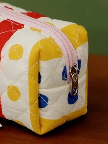 Portable Cute Floral Travel Cosmetic Bag With Brush Compartment, Colorful Graffiti Design Makeup Bag Make Up Organizer Makeup Storage - Multicolor - View 3