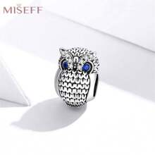 MISEFF 新品 1 件 925 纯银动物系列动物园可爱猫头鹰串珠手链 DIY 珠宝制作女孩男孩生日礼物儿童节礼物 - A1C1607 - 查看 4