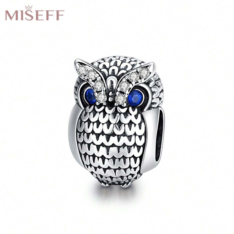 MISEFF 新品 1 件 925 纯银动物系列动物园可爱猫头鹰串珠手链 DIY 珠宝制作女孩男孩生日礼物儿童节礼物 - A1C1607 - 查看 1