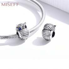 MISEFF 新品 1 件 925 纯银动物系列动物园可爱猫头鹰串珠手链 DIY 珠宝制作女孩男孩生日礼物儿童节礼物 - A1C1607 - 查看 2