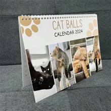 [Four Cats Butt Calendar] 1 Set 2024 Funny Cat Butt/Balls Calendar, A Must-Have Gift For Cat Lovers, Suitable For Home Or Office Decoration And As A Fun Gift For Friends - Multicolor - View 6