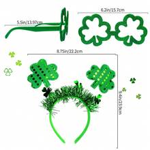 2Pcs St. Patrick'S Day Headband Shamrock Headband Glasses Set For Green Theme Parties And Even St Patricks Day Parades, Stage Props And Other Important Occasions - Green - View 6