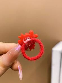 20 Red And Purple Double Flower Hair Ties For Children - Multicolor - View 7