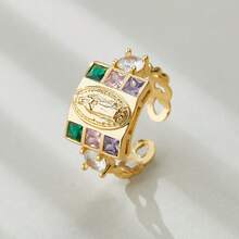 Anillo abierto de estilo mexicano con Virgen María de circonita multicolor - anillo - Ver 5