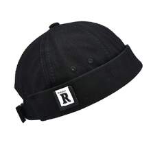 男女通用圓頂無邊船長帽,時尚復古日式瓜帽,適合嘻哈街頭服飾 - 霧霾藍 - 查看 2