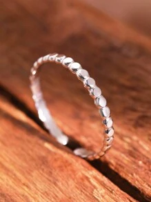 Stainless Steel Ring With Simple Geometric Twisted Design Adjustable Open Ring, Fashion Women's Jewelry For Wedding Gift - Silver - View 7