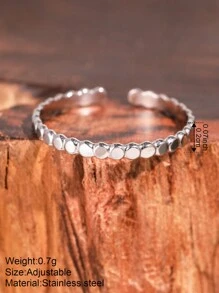 Stainless Steel Ring With Simple Geometric Twisted Design Adjustable Open Ring, Fashion Women's Jewelry For Wedding Gift - Silver - View 4