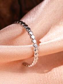 Stainless Steel Ring With Simple Geometric Twisted Design Adjustable Open Ring, Fashion Women's Jewelry For Wedding Gift - Silver - View 5