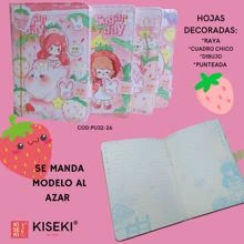 Notebook With Leaves Decorated With Magnetic Clasp RANDOM MODEL IS SENT Notebook With Strawberry Design Girl Dotted Notebook 100gr 96 Agenda-Type Sheets Special For Taking Notes On Trips And/Or Events - Pink - View 1