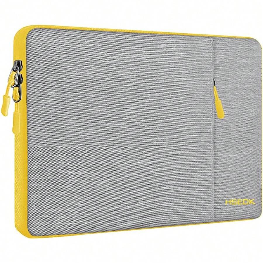 Laptop Case 15 15.6 16 Inch Sleeve Water Resistant Cover Compatible With Macbook Pro 16" & 15.4", Surface Book 2/1 15" And Most Popular 15"-16" HP Asus Razer MSI Notebooks,Light Gray & Yellow - Light Gray & Yellow - View 1