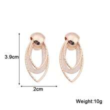 1對流行菱形網鑲鑽垂墜耳環,女士精美幾何金色珠寶,女孩禮物 - 金色 - 查看 4