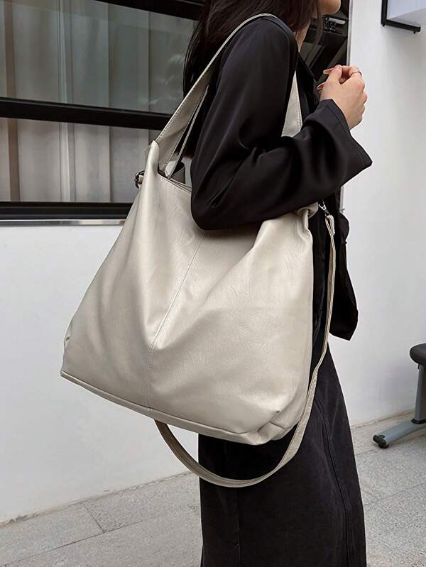 New PU Leather Women's Bag Soft Leather Large Capacity Shoulder Crossbody Bag Retro Casual Tote Bag