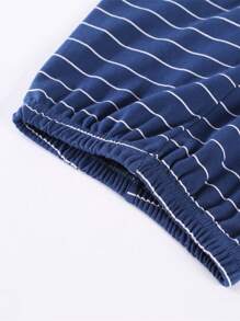 男童圆领字母条纹印花长袖长裤睡衣套装春秋冬季