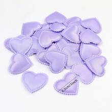 100pcs Heart Shaped Embellishments For Wedding Flower Girl Basket, Fabric And Foam Material - Red - View 3