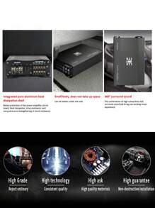 1 件 Bemines Ct-900.5d 黑色立體聲散熱設計全鋁合金車身汽車功放推低音炮和揚聲器 D 級 5 通道 5000w 大功率功放適合所有汽車 - 黑色 - 查看 4