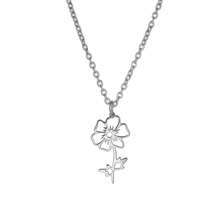 1pc Stainless Steel Birth Month Flower Necklace For Women, Snowdrop Daisy Rose Pendant Neck Chains,Fashionable Jewelry Gifts Valentines