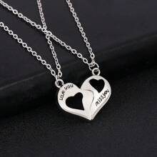 1pair Fashionable Heart Shaped Love Memory Projection Necklace With 'I Love You' In 100 Languages Cross Chain Necklace, Suitable For Daily Wearing For Couple - 1 Pair Of Heart-shaped Pendant Cross Chain Necklace - View 9