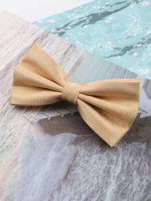 1pc Solid Color Checked Casual Versatile Necktie, Suitable For Wedding, Party And Dating - Khaki - View 3