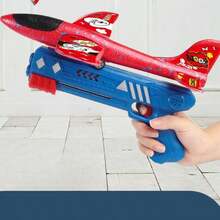 [隨機顏色飛機]泡沫彈射飛機手投滑翔機與發射器,戶外玩具和聖誕禮物,適用於親子互動、聖誕遊戲和派對遊戲 - 藍色 - 查看 6