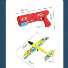 [隨機顏色飛機]泡沫彈射飛機手投滑翔機與發射器,戶外玩具和聖誕禮物,適用於親子互動、聖誕遊戲和派對遊戲 - 藍色 - 查看 5