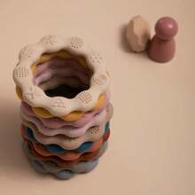 婴儿硅胶牙胶，新生儿触觉训练出牙玩具，婴儿触觉训练玩具 - 駝色 - 查看 6