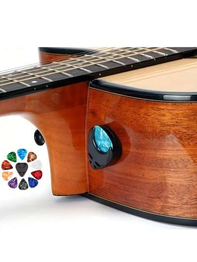 1 Set Guitar Picks And Guitar Pick Holder, Colorful Guitar Picks Easy To Stick, Suitable For Acoustic Guitar, Electric Guitar, Bass Ukulele Guitar Accessory Box, With 1 Guitar Pick Box - 10 Picks Random Colors,Guitar Key Holder,Acoustic Guitar>Multicolor,Guitar Pick Punch