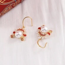 1 對時尚精緻女式京劇臉譜設計吊墜耳環,農曆新年特惠 - 紅色 - 查看 4