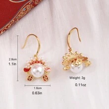 1 對時尚精緻女式京劇臉譜設計吊墜耳環,農曆新年特惠 - 紅色 - 查看 6