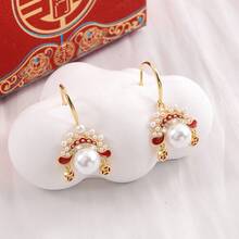 1 對時尚精緻女式京劇臉譜設計吊墜耳環,農曆新年特惠 - 紅色 - 查看 5