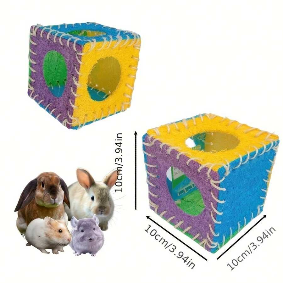 Small Pet Toy For Hamster, Guinea Pig, Rabbit To Play And Chew - Multicolor Sponge Gourd Toy - Grey - View 1