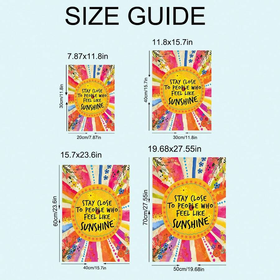 1pc Colorful Cartoon Sunburst Quote Art Text Canvas Poster Painting