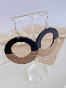 1 đôi Của phụ nữ Hoa tai Với Nhựa & Quả óc chó Gỗ Thiết kế , Xu hướng Vintage  Phong cách - Nhiều màu - Xem 4