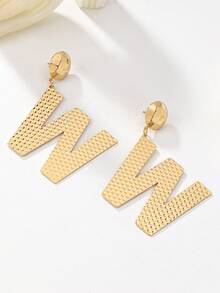 1pair European And American Style Ins Fashion Minimalist Design English Alphabet Earrings - Yellow Gold - View 7
