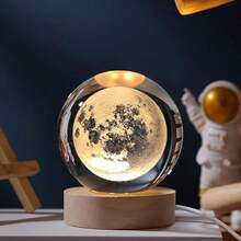 Luz Nocturna Con Bola De Cristal Galaxia Con Base, Decoración Del Hogar, Regalo De Cumpleaños Para Adolescentes - Multicolor - Ver 2