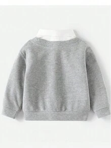 Young Boys' 2 In 1 Polo Shirt With Embroidery Pattern, Spring & Autumn - Grey - View 2