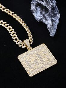 1 件嘻哈珠寶鑲嵌鑽石和酷炫字母 Gb 不鏽鋼吊墜項鍊 - 彩色 - 查看 7