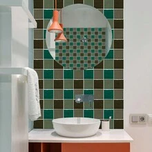 10 Pcs廚房噴濺板磁磚,適用於廚房牆磁磚,浴室噴濺板,適用於廚房噴濺板牆壁、樓梯、家具、樓梯,防水和防油,壁紙貼紙,易清洗,15cm＊15cm,剝離和貼紙磁磚貼紙,diy家居裝飾壁貼 -（5.91inches）帶保護膜,光澤,自粘,pvc材質,多種顏色可選,黃色,紫色,藍色,綠色,白色,黑色,棕色,橙色,紅色,波希米亞風格,英式風格,斯堪的納維亞藝術壁貼,水晶薄膜磁磚貼,普羅旺斯方形磁磚貼,海洋風格,美麗深厚的光澤海洋風格 - 墨綠色 - 查看 3