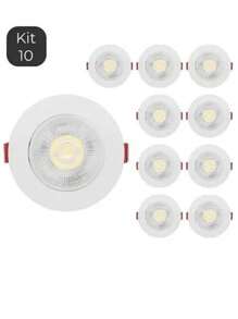 Kit 10 Spot Led Redondo 5w Alto Brilho 6500k 3000k - Amarelo - Visão 1