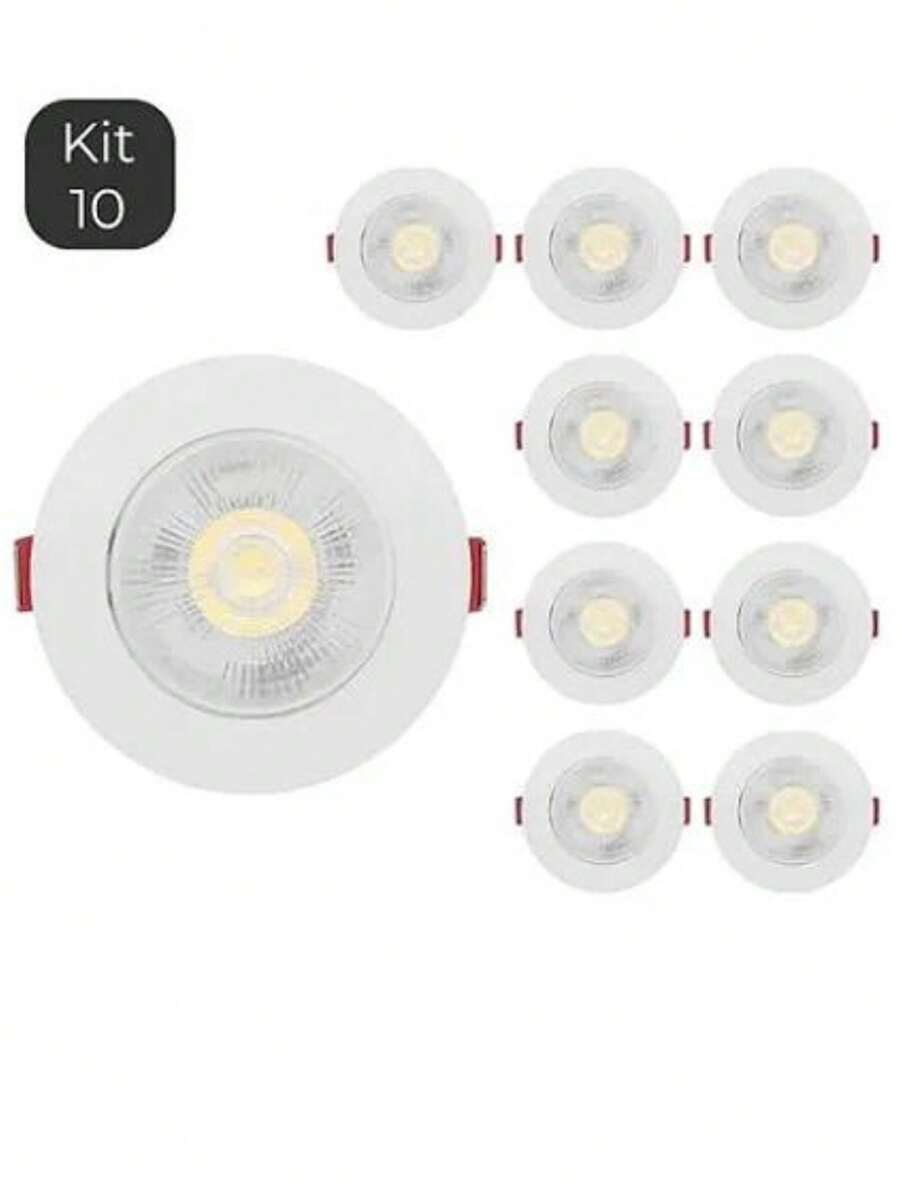 Kit 10 Spot Led Redondo 5w Alto Brilho 6500k 3000k - Amarelo - Visão 1