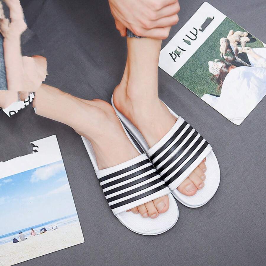 男士秋冬厚底拖鞋,室內沐浴防滑拖鞋,情侶拖鞋,大尺碼(45-46) - 白色 - 查看 1