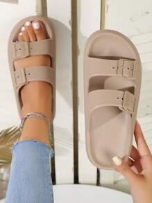 2024 Summer New Soft & Comfortable House Slippers, Fashionable Outdoor Wear-Resistant Shock-Absorbing Beach Sandals - Apricot - View 2